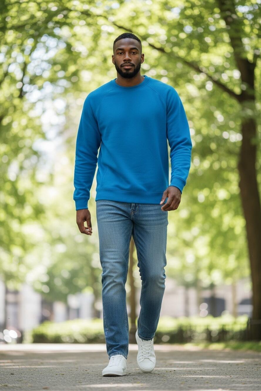 MTA Sport Sweatshirt Men's Medium Deep Blue Crewneck Casual Pullover Sweater